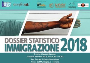 Locandina incontro su "Dossier statistico Immigrazione 2018"
