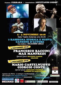 Locandina rassegna "Storica e nuova canzone d'autore" - Ferrara, 2 e 3 novembre 2018