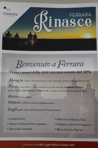 Locandina dell'iniziativa per favorire l'ingresso nei musei a chi consuma a Ferrara