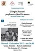 Locandina della presentazione libro su Giorgio Bassani di Rocco Della Corte, Ferrara 12 dic2017