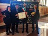 Bologna, premi a Comuni virtuosi PlasticFree: ass. Alessandro Balboni  con referenti Plastic Free Laura Felletti Spadazzi (Ferrara), Paolo Monesi (Enti locali) e Carlo Santoro (Ferrara)