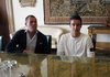 L'atleta ferrarese di nuoto Simone Gazzotti con l'allenatore Roberto Barabani in Municipio - Ferrara 16 aprile 2019