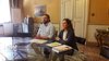 Il sindaco Alan Fabbri e l'assessore Cristina Coletti alla presentazione del Bando per gli alloggi residenza pubblica - Ferrara, 8 luglio 2020