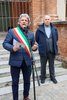 Cerimonia di scoprimento della lapide con l'ass. Marco Guilinelli e il vice presidente di Ferrariae Decus Olao Artioli (foto FVecch)