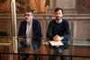 Il rappresentante della società Punto3 e il vicesindaco e assessore all'Ambiente Alessandro Balboni - presentazione Donazione per forestazione urbana