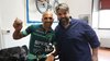 L'assessore comunale allo Sport Simone Merli con il cicloturista Giuseppe Campochiaro