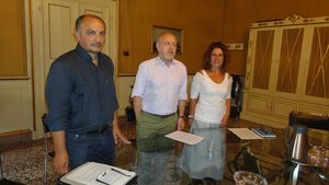 Il direttore Istituzione scuola Vecchi, sindaco Tagliani e assessora Corazzari