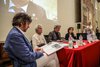 Durante la presentazione con i curatori Ada Patrizia Fiorillo, Chiara Vorrasi e Massimo Marchetti, l'assessore Gulinelli e Maurizio Bonora
