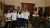 Elena Borghi con assessore Simone Merli e compagni di squadra Francesca Malaguti, Marta Bertoncelli, Elena Borghi, Nicholas Bini, Marcello Semenza - Comune di Ferrara, 15 maggio 2018