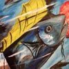 Enmanuel Herrera particolare dipinto - mostra Biblioteca Bassani di Ferrara
