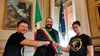 Ferrara Boxe, il sindaco Alan Fabbri accoglie campionessa europea Sophia Mazzoni con l'allenatore Roberto Croce - Ferrara, 26 ottobre 2021
