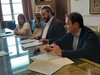 Sindaco e assessori Travagli e Fornasini alla conferenza stampa per il bonus alle imprese del progetto "Ferrara Rinasce"