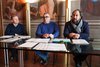 La presentazione del progetto di interventi straordinari per l'installazione di attrezzature ludiche con Fulvio Rossi, il vicesindaco Nicola Lodi e Luca Cimarelli