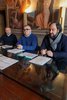 La presentazione del progetto di interventi straordinari per l'installazione di attrezzature ludiche con Fulvio Rossi, il vicesindaco Nicola Lodi e Luca Cimarelli