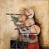 "(Bolivian) flutes noir" di Graciela Rodo Boulanger, olio su tela, 1974