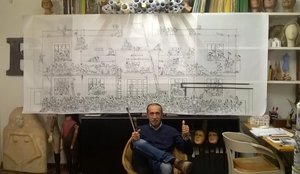 Claudio Gualandi con una sua opera