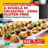 Locandina Aic della cena senza glutine in programma per martedì 16/5 alle 20 al Vergani