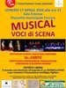 Locandina del musical "Voci di scena" in programma 17 aprile 2026, sala Estense, Ferrara