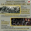 Locandina serata dedicata a La lunga notte del 43 al centro sociale il Parco di Ferrara 17-11-2023