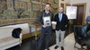 Roberto Balboni premiato dall'assessore al Commercio Roberto Serra