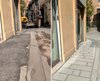 Via Cortevecchia a Ferrara - I vecchi e i nuovi marciapiedi