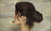 Mostra Vanitas - Bper sede di Ferrara: l'olio su tavola "Con la rosa tra le labbra" di Ettore Tito, 1895, Collezione privata  © Foto Luca Postini