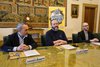 Iil presidente di Ferrara Expo Andrea Moretti, il sindaco Alan Fabbri, il direttore artistico di Ferrara Nerd Lucio Campani