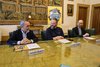 Iil presidente di Ferrara Expo Andrea Moretti, il sindaco Alan Fabbri, il direttore artistico di Ferrara Nerd Lucio Campani