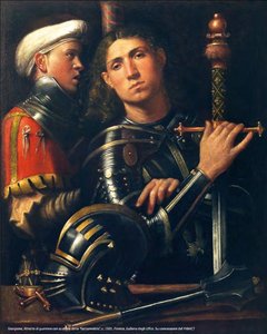 Locandina della mostra ("Ritratto di guerriero con scudiero" di Giorgione, circa 1501)