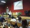 Daniele Lugli nell'Auditorium della biblioteca Bassani di Barco, a Ferrara