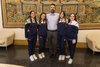 Pattinaggio asd Il quadrifoglio Ferrara - atlete in partenza per campionato mondiale con l'assessore Francesco Carità (foto FVecch)