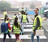 Primo giorno di "Piedibus" per i bambini della scuola primaria "Villaggio INA" di Pontelagoscuro con ass. Kusiak