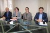Progetto scuole digitali: Massimo Poletti, l'ass. Micol Guerrini, l'ass. Dorota Kusiak e Mirco Cavallari alla presentazione della conclusione mappatura - Ferrara, 17 novembre 2021