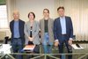 Progetto scuole digitali: Massimo Poletti, l'ass. Micol Guerrini, l'ass. Dorota Kusiak e Mirco Cavallari alla presentazione della conclusione mappatura - Ferrara, 17 novembre 2021