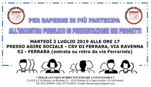 Servizio Civile Regionale - Incontro pubblico a Ferrara per il Bando 2019