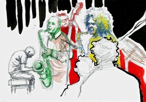 Disegno di Silvia Cariani, in mostra alla Biblioteca Bassani di Ferrara, febbraio 2018